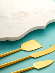 Jubilant Marble Cheese Board With Gold Knives