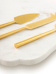 Jubilant Marble Cheese Board With Gold Knives