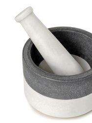 Kismet Marble Mortar Pestle - White & Gray