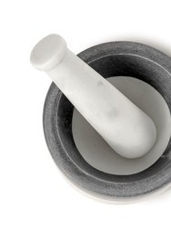 Kismet Marble Mortar Pestle - White & Gray