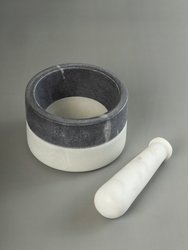 Kismet Marble Mortar Pestle - White & Gray