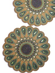 Peacock Beaded Placemats, Set of 2