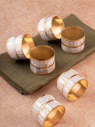 Primrose Napkin Rings - White Pearl; Set Of 6