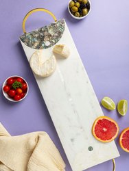 Volga Marble Cheese Board - Large - White and Gold