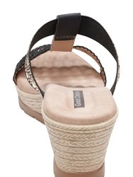 Alena Black Wedge Sandals
