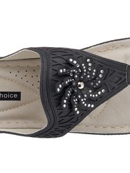 Allie Black Wedge Sandals