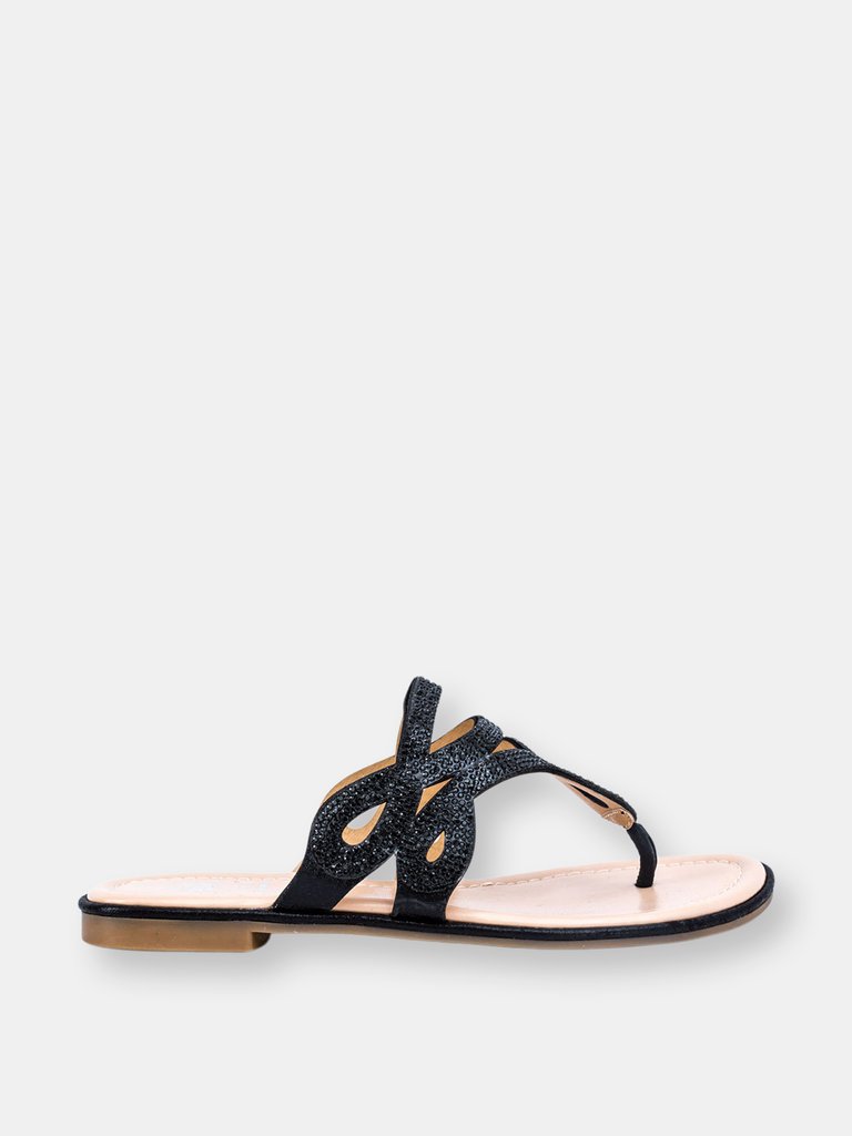 Amelia Black Flat Sandals