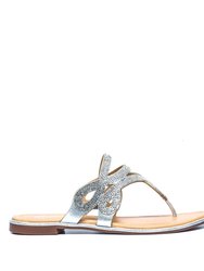 Amelia Silver Flat Sandals