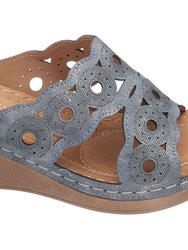 April Pewter Wedge Sandals