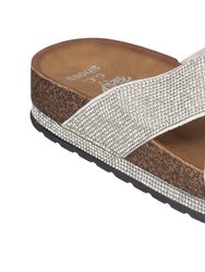 Ariane Silver Footbed Sandals - Silver