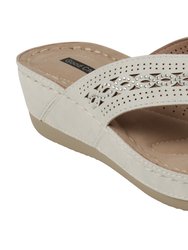 Bari White Wedge Sandals - White