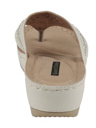 Bari White Wedge Sandals