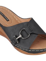 Bay Black Wedge Sandals - Black