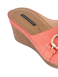 Bay Coral Wedge Sandals - Coral