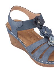 Beck Navy Wedge Sandals - Navy