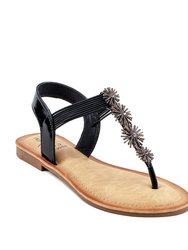 Carlie Black Flat Sandals - Black