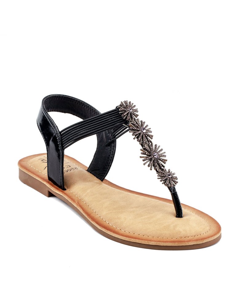 Carlie Black Flat Sandals - Black