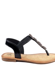 Carlie Black Flat Sandals