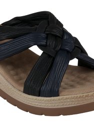 Caro Black Wedge Sandals - Black