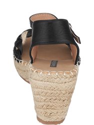 Cati Black Espadrille Wedge Sandals