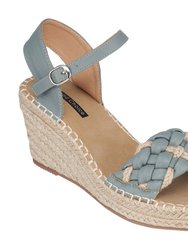 Cati Blue Espadrille Wedge Sandals - Blue