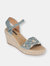 Cati Blue Espadrille Wedge Sandals - Blue
