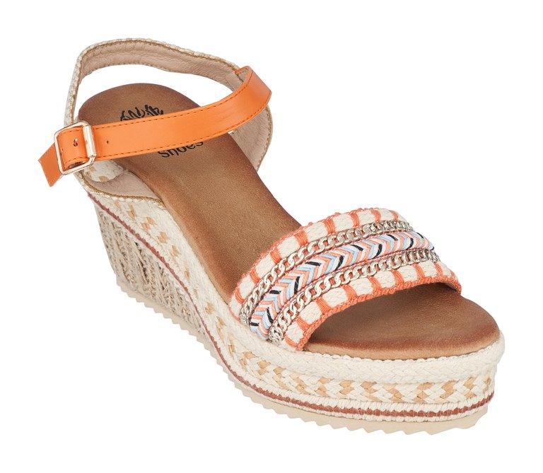 Cheri Orange Platform Wedge Sandals - Orange