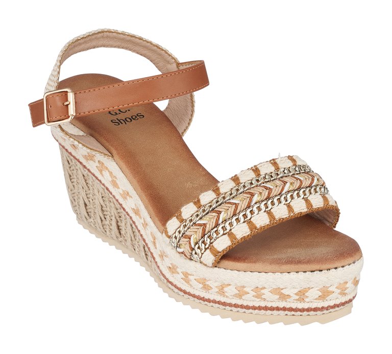 Cheri Tan Platform Wedge Sandals - Tan