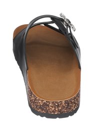 Claudia Black Footbed Sandals