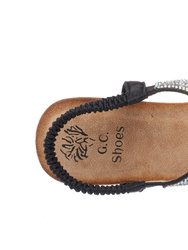 Coretta Black Wedge Sandals