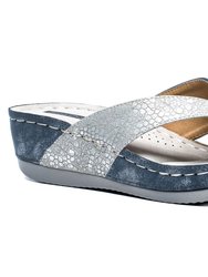 Dafni Blue Wedge Sandals - Blue