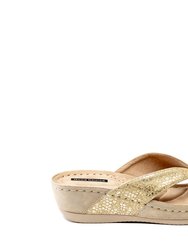 Dafni Gold Wedge Sandals