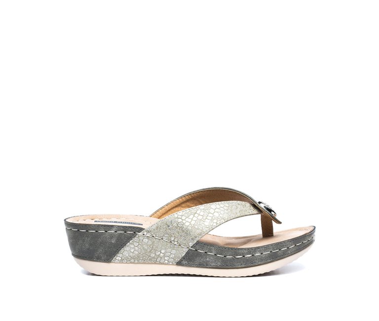 Dafni Khaki Wedge Sandals