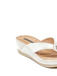 Dafni White Wedge Sandals - White
