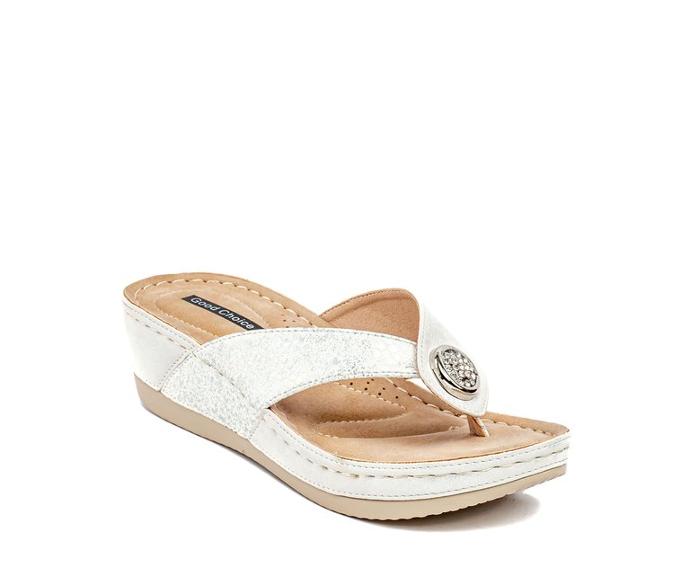 Dafni White Wedge Sandals - White