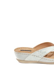 Dafni White Wedge Sandals