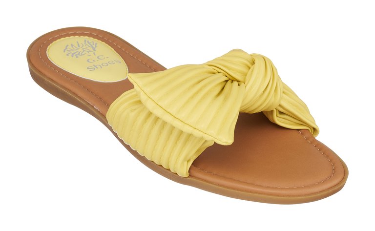 Dani Yellow Flat Sandals - Yellow