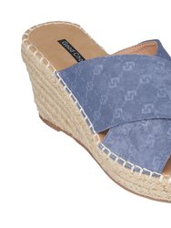 Darline Blue Espadrille Wedge Sandals - Blue