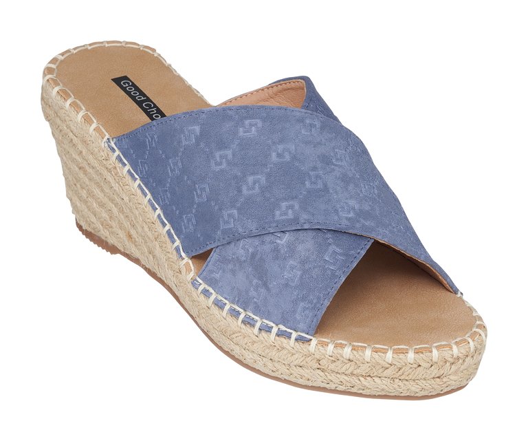 Darline Blue Espadrille Wedge Sandals - Blue