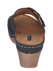 Dorty Black Wedge Sandals