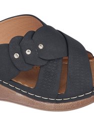 Dorty Black Wedge Sandals