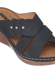 Dorty Black Wedge Sandals - Black