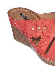 Dorty Red Wedge Sandals - Red