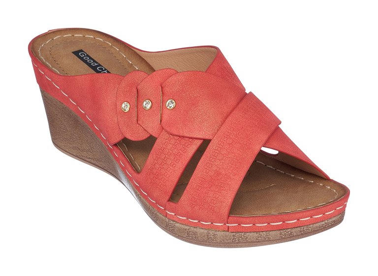 Dorty Red Wedge Sandals - Red