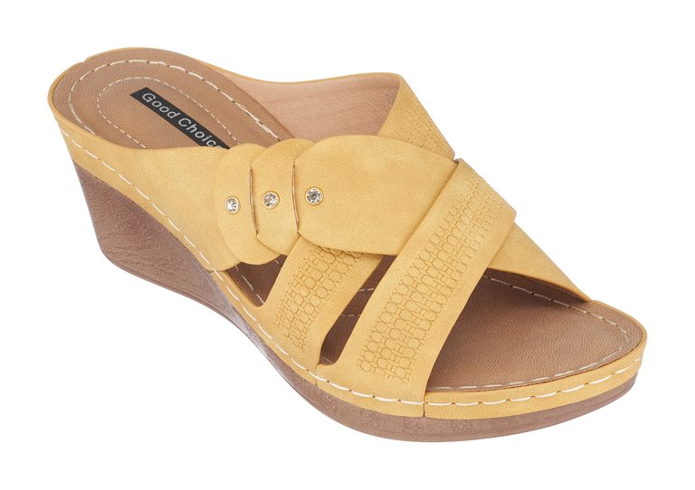 Dorty Yellow Wedge Sandals - Yellow