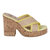 Elsa Yellow Woven Cross Strap Wooden Platform Heeled Sandals - Yellow