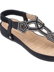 Eva Black Flat Sandals - Black