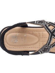 Eva Black Flat Sandals