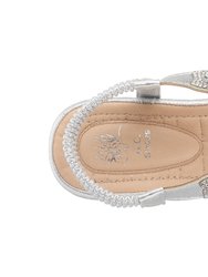 Eva Silver Flat Sandals