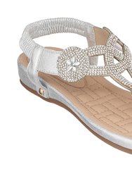 Eva Silver Flat Sandals - Silver